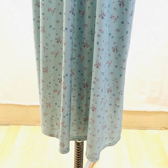 FOXCLUB Women Short Sleeve Pullover Casual Blue Floral Print Long Dress Medium - Picture 8 of 11